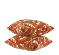 Hand-sewn rust floral throw pillow with ivory and gold detailing by Liz Saintsing in Charlotte North Carolina