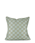 Hand-sewn green and rust plaid throw pillow with sage houndstooth reverse by Liz Saintsing in Charlotte North Carolina
