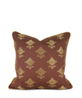 Hand-sewn brown floral embroidered decorative throw pillow with ivory dot reverse by Liz Saintsing in Charlotte North Carolina