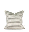 Hand-sewn brown floral embroidered decorative throw pillow with ivory dot reverse by Liz Saintsing in Charlotte North Carolina