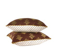 Hand-sewn brown floral embroidered decorative throw pillow with ivory dot reverse by Liz Saintsing in Charlotte North Carolina