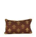 Hand-sewn brown floral embroidered decorative throw pillow with ivory dot reverse by Liz Saintsing in Charlotte North Carolina