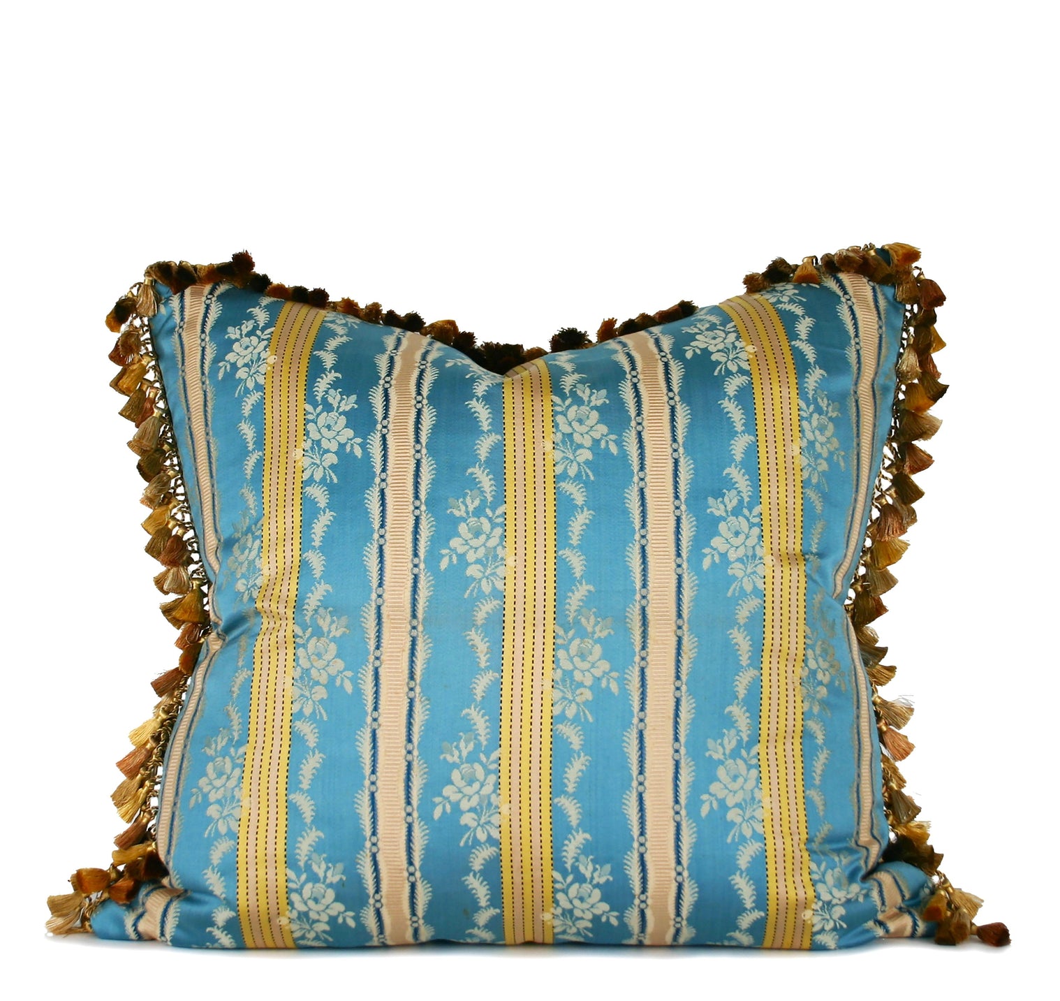 1950s French Maison Stripe Pillow with Tassel Fringe