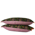 Decorative lumbar pillow made from a 1950s Belgian silk textile with floral stripe motifs and ombré beaded trim hand-sewn by Liz Saintsing in Charlotte North Carolina