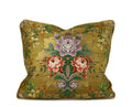 One-of-a-kind decorative pillow made from an early 1800s Lyon French brocade textile with floral motifs and metallic cord trim hand-sewn by Liz Saintsing Charlotte North Carolina