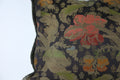 Decorative pillow made from a 1950s French metallic floral textile with botanical motifs and metallic fringe hand-sewn by Liz Saintsing in Charlotte North Carolina