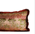 Early 1700s French Silk Lumbar Pillow with Brush Fringe