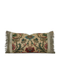 1940s Italian Jacquard Floral Lumbar Pillow with Metallic Fringe