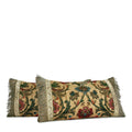 1940s Italian Jacquard Floral Lumbar Pillow with Metallic Fringe