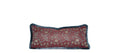 French silk lumbar pillow dating to the 1950s, finished with blue silk brush fringe and hand-sewn by Liz Saintsing in Charlotte, North Carolina.