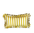 Gold & Ivory Stripe Decorative Lumbar Pillow with Ruffle Trim