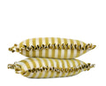 Gold and ivory striped lumbar pillow with ruffle trim hand-sewn decorative accent pillow made in Charlotte North Carolina